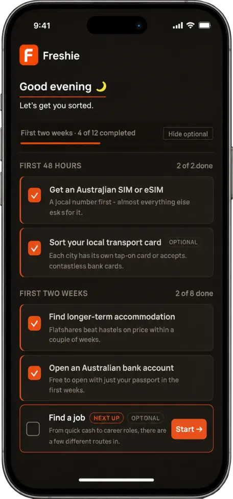 Freshie app checklist